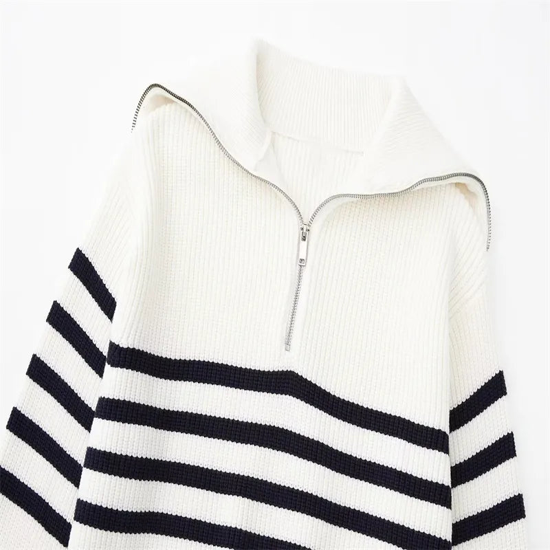 TheHigh™ | Striped Zip Up Sweater