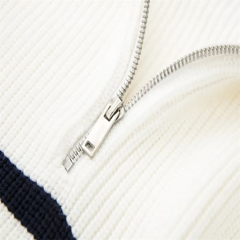 TheHigh™ | Striped Zip Up Sweater