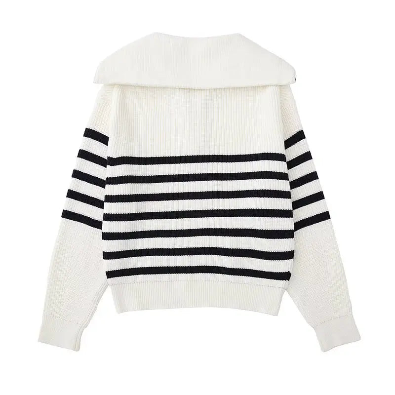 TheHigh™ | Striped Zip Up Sweater