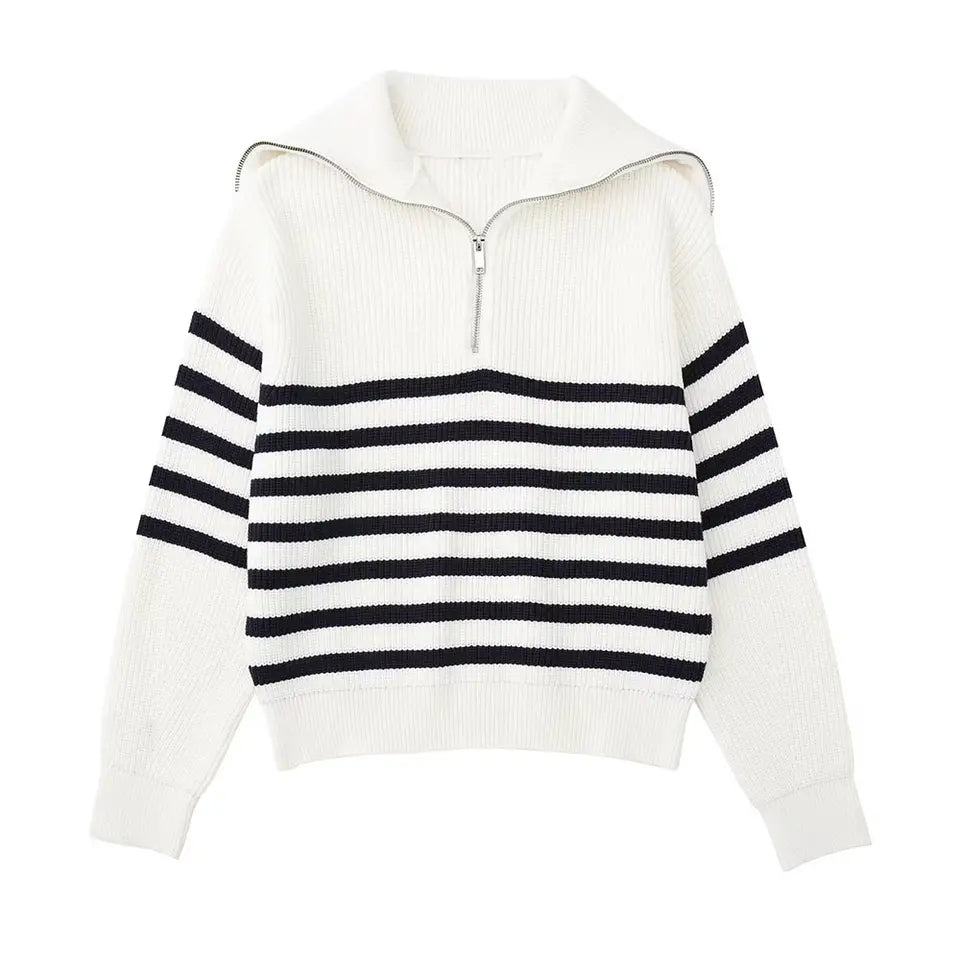 TheHigh™ | Striped Zip Up Sweater