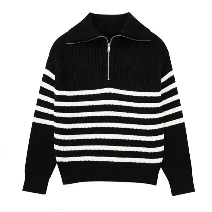 TheHigh™ | Striped Zip Up Sweater